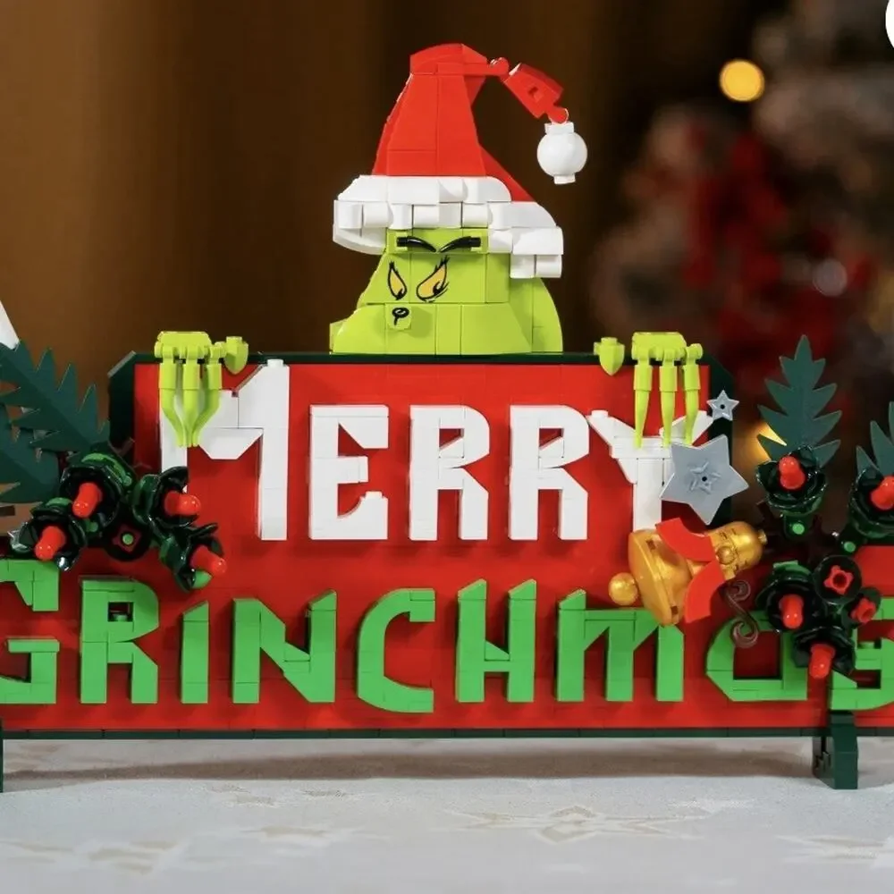 Dr. Seuss GRINCH MERRY GRINCHMAS SIGN Building Set 568 Pieces Brickcraft #72361